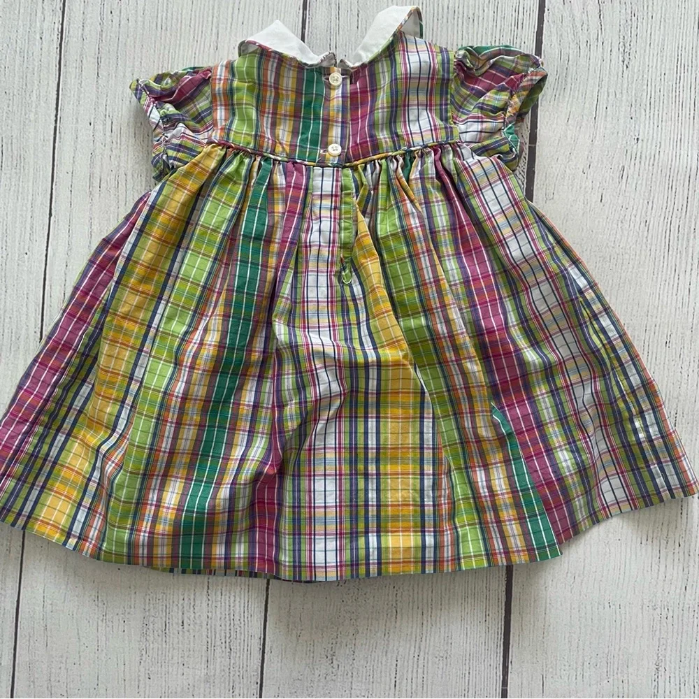 Ralph Lauren Pink & Green Smocked Collared Dress Size 6 months